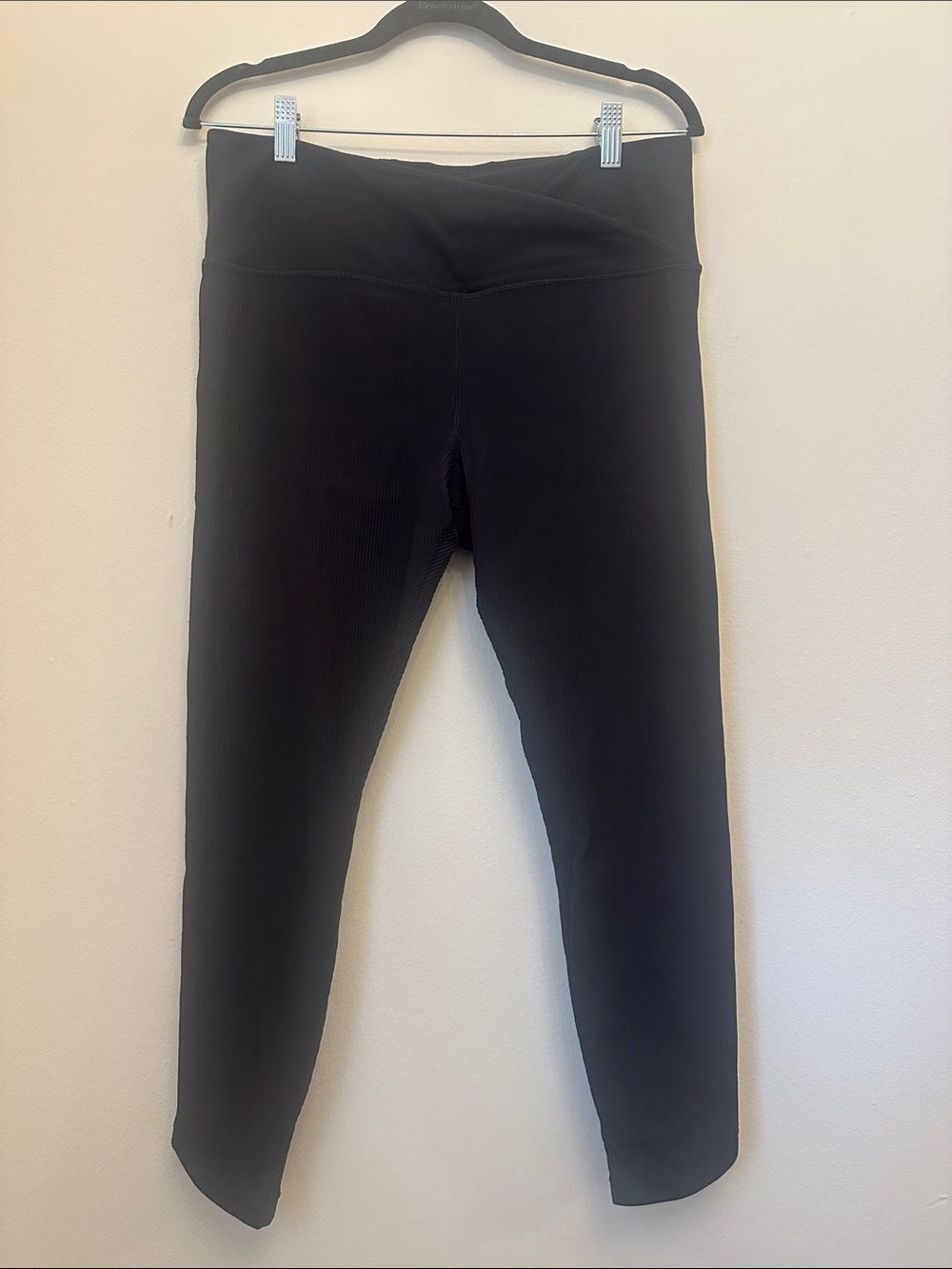 Athleta Black Elation Crossover Rib 7/8 Tight Leggings Sz XL Athleisure Gym